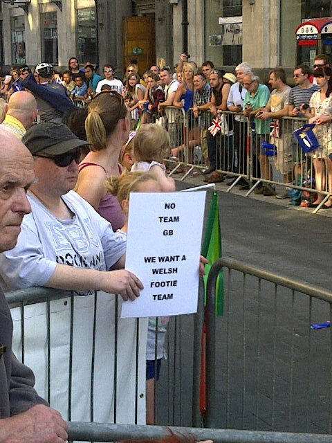 One-man protest at the Cardiff Olympic torch relay